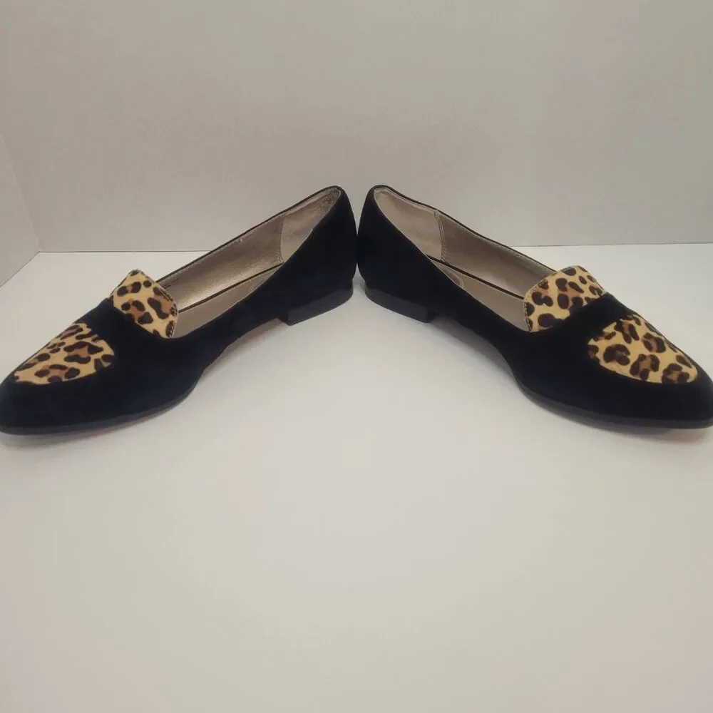 Alfani Black Flats with Leopard Print